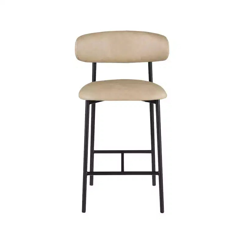 Sgabello da bancone in pelle vegana marrone chiaro, 2