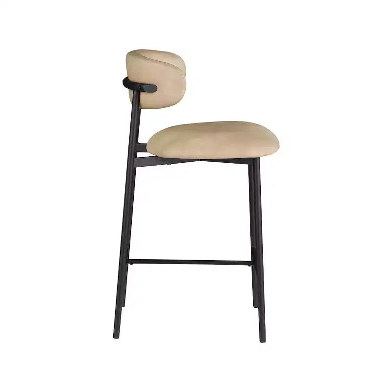 Sgabello da bancone in pelle vegana marrone chiaro, 2