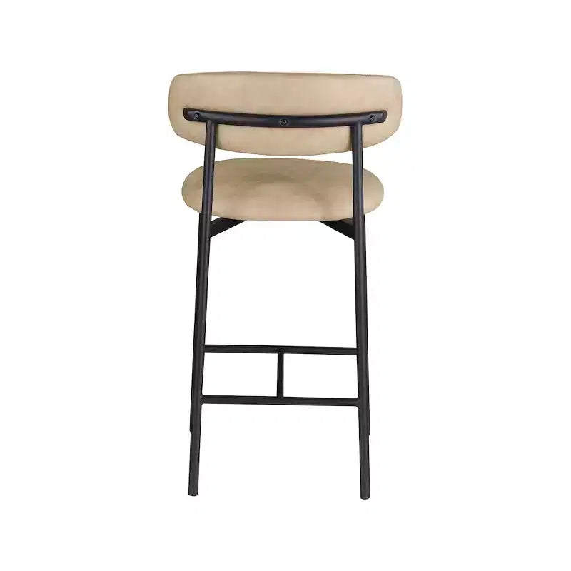 Sgabello da bancone in pelle vegana marrone chiaro, 2