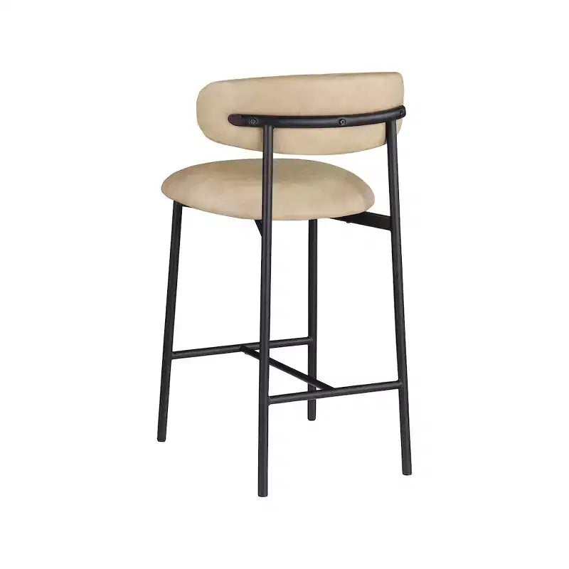 Sgabello da bancone in pelle vegana marrone chiaro, 2