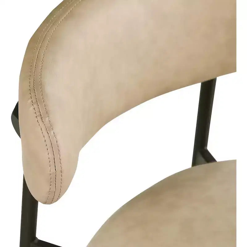 Sgabello da bancone in pelle vegana marrone chiaro, 2