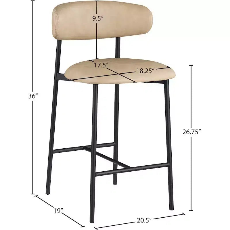 Sgabello da bancone in pelle vegana marrone chiaro, 2
