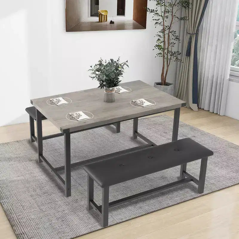 3 Tavoli da pranzo, con 2 panche imbottite