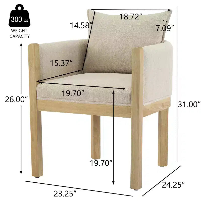 Poltroncine moderne con rivestimento in lino e struttura in legno di gomma (4)