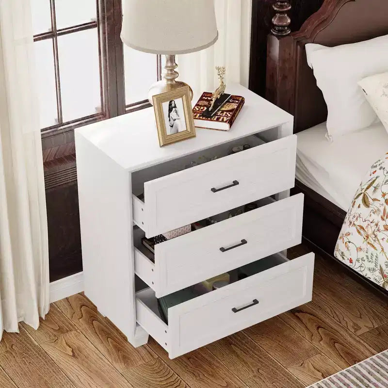 Comodino a 3 cassetti grande capacità in legno vintage mobiletto laterale