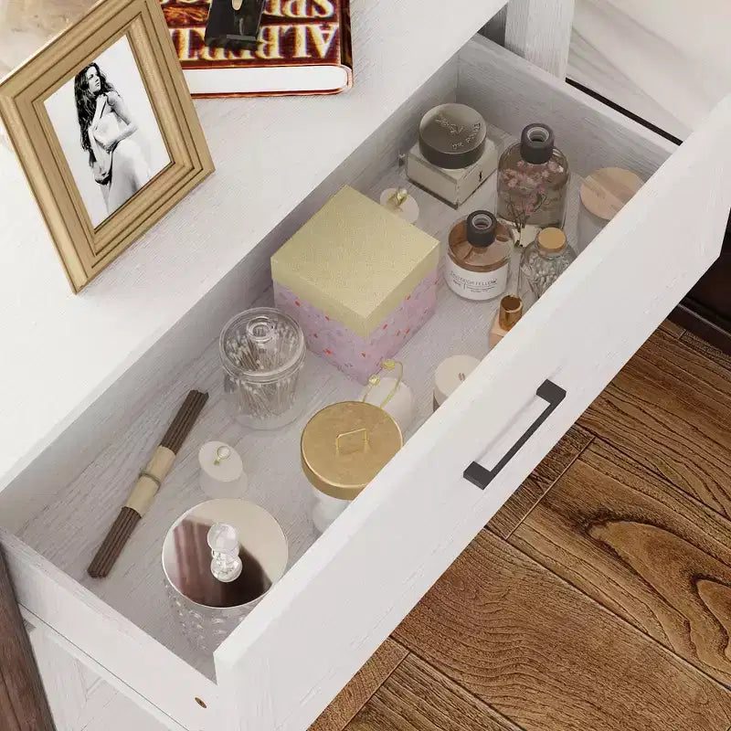 Comodino a 3 cassetti grande capacità in legno vintage mobiletto laterale