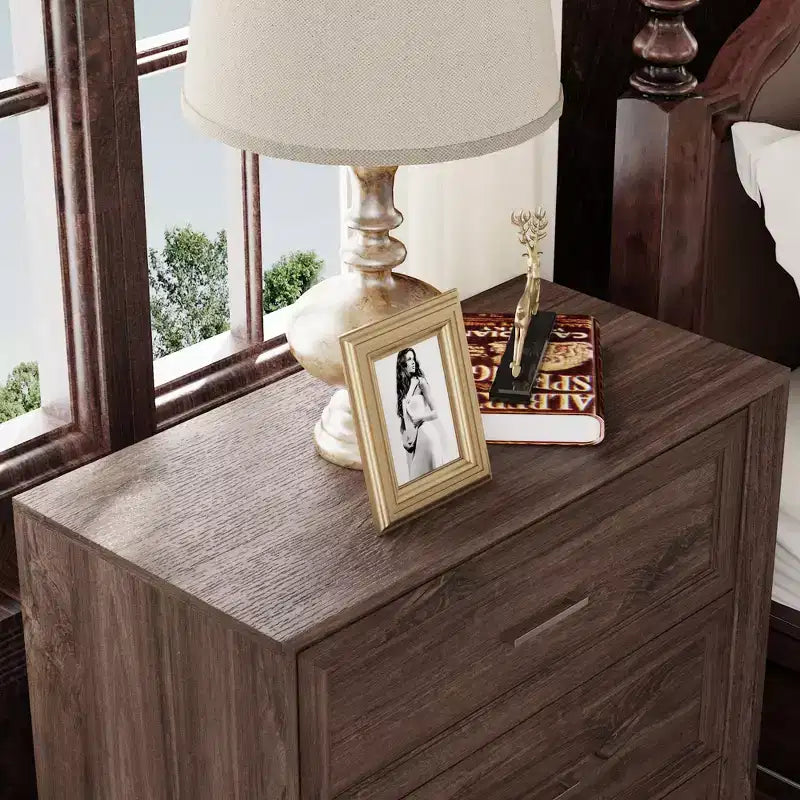 Comodino a 3 cassetti grande capacità in legno vintage mobiletto laterale