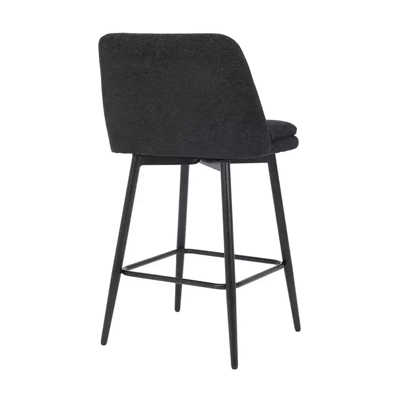 2 Sgabelli da Bar Girevoli ad Altezza Contro 360 Girevoli Imbottiti Altezza Seduta 65 cm Tessuto Lino Nero per Isola Cucina Pub