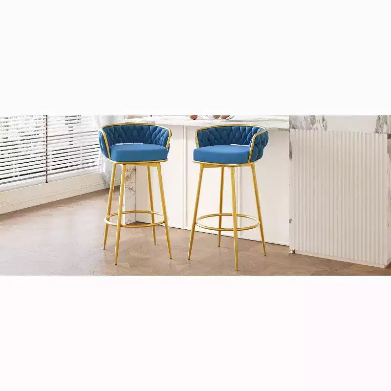 2 sgabelli girevoli da 78,7 cm in altezza bar, in rattan sintetico intrecciato blu per isola cucina