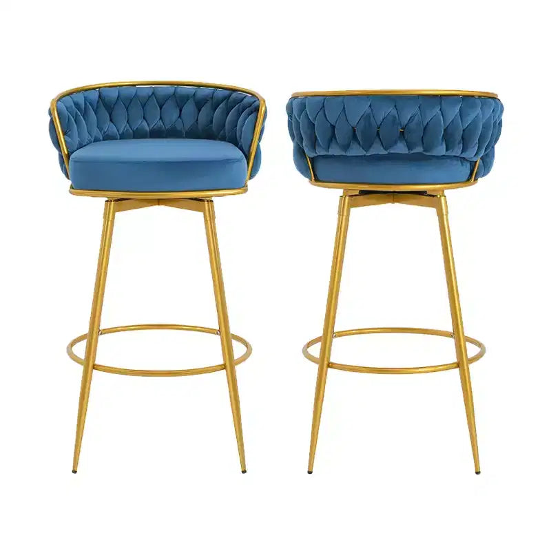 2 sgabelli girevoli da 78,7 cm in altezza bar, in rattan sintetico intrecciato blu per isola cucina