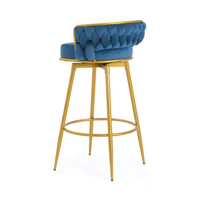 2 sgabelli girevoli da 78,7 cm in altezza bar, in rattan sintetico intrecciato blu per isola cucina