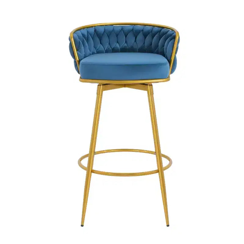 2 sgabelli girevoli da 78,7 cm in altezza bar, in rattan sintetico intrecciato blu per isola cucina