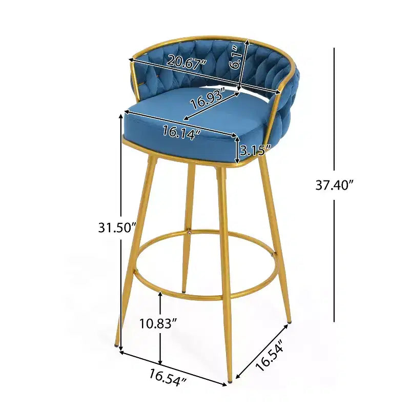2 sgabelli girevoli da 78,7 cm in altezza bar, in rattan sintetico intrecciato blu per isola cucina