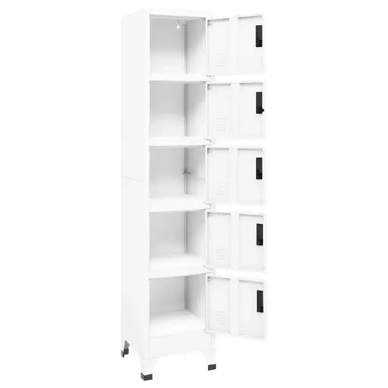 Armadietto Armadio in Metallo Bianco - Ampio Spazio di Archiviazione, Fessure per l'Aria, Ante con Serratura, Portanome, Facile Montaggio