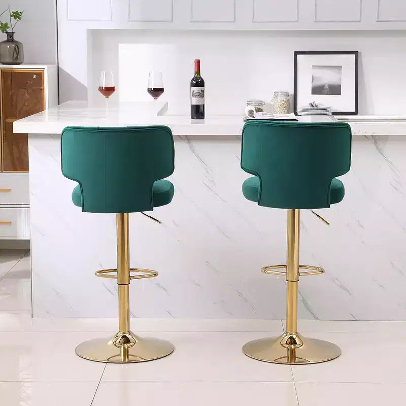 2 Sgabelli da Bar Moderni Sgabelli da Bar ad Altezza Bancone con Schienale Imbottito Girevole Regolabile per Isola Cucina Ristorante Smeraldo