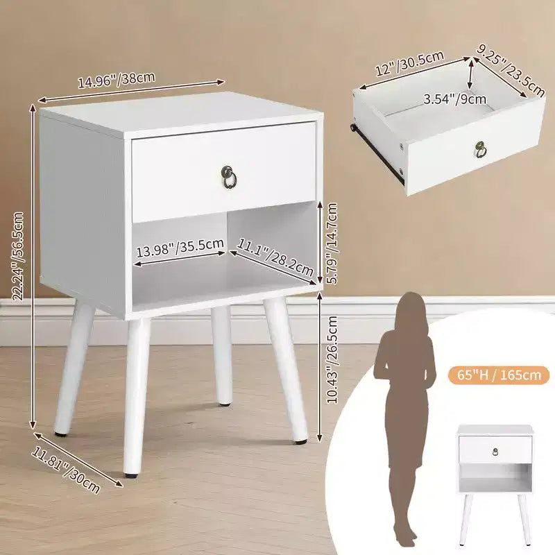 Comodino largo 38 cm - 1 cassetto, ripiano inferiore - 2