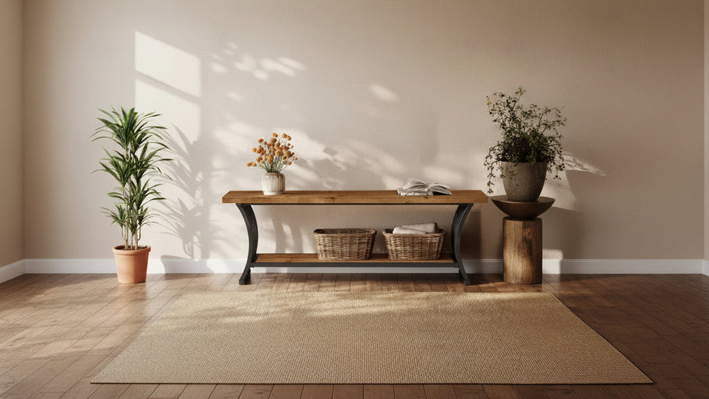 Panca da Ingresso Industriale con Mensola, Panca Portascarpe in Legno da Fondo Letto, Panca Contenitore Lunga 140 cm per Camera da Letto, Corridoio, Atrio, Ingresso, Marrone e Nera